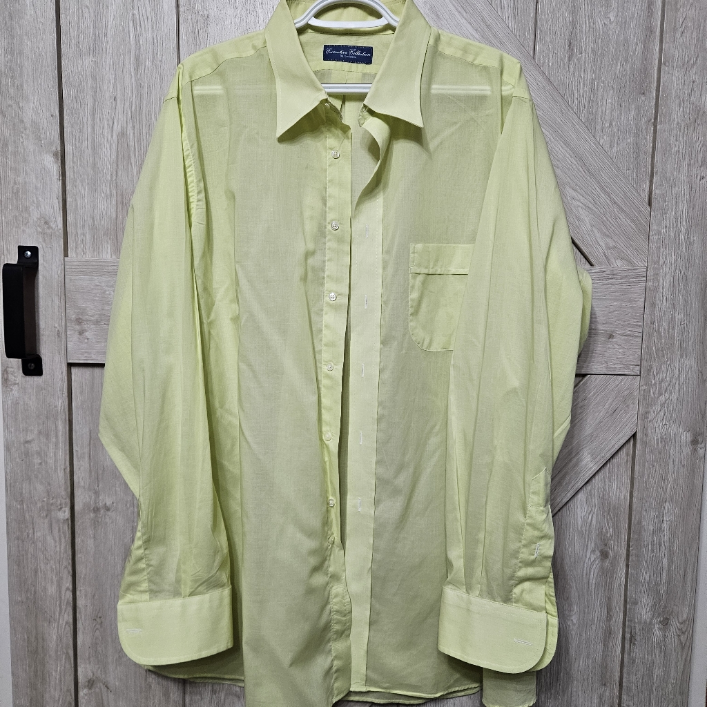 Tom James Executive Collection Men's Light Green Button-Up Shirt - Size Xl